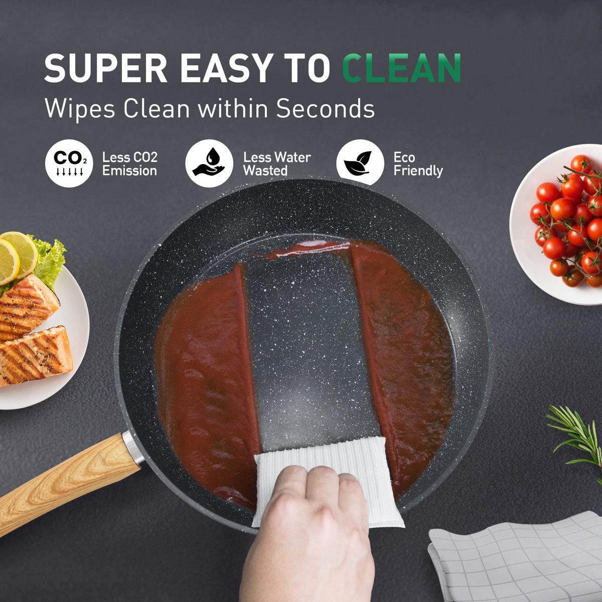 12 Piece Granite Black Nonstick kitchen Cookware Induction Pots and Pans Set